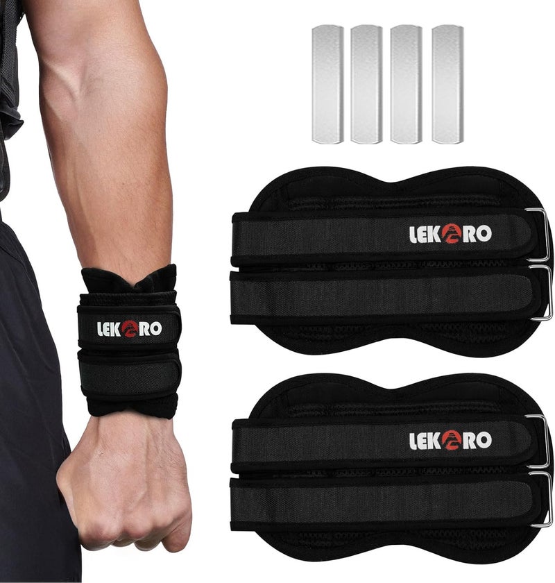 LEKÄRO Adjustable Ankle Weights & Wrist Weights for Women Men, 1 Pair Removable Weighted Plate Arm Leg Weights for Walking, Running, Pilates (2.2lb/4.4lb/6.6lb/11lb/22lb Total) - Image 1